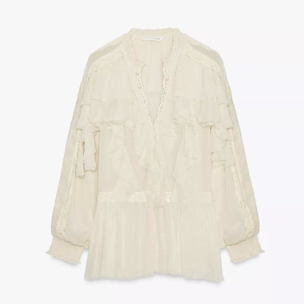 Zara Woman Collection Blouse in Ecru
